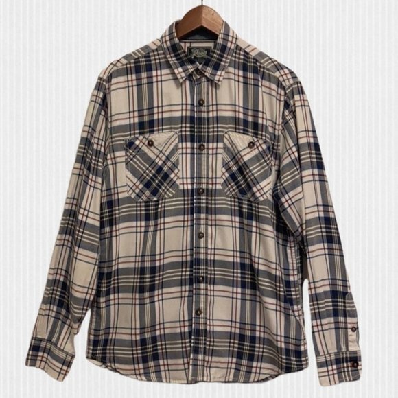 Roots Grey Navy Plaid Cotton Button Up Shirt - Picture 1 of 10